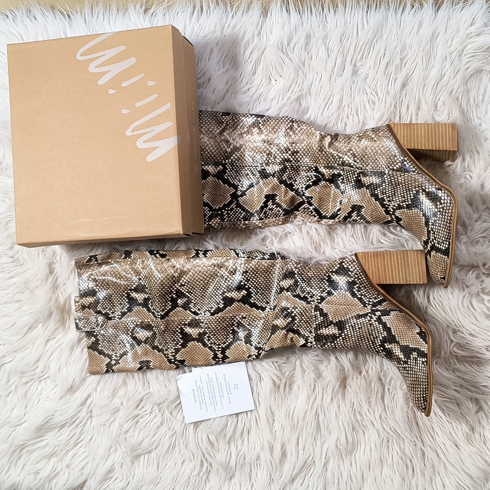 Mi.iM The Saint Faux Snakeskin Tall Boots Black Grey - Picture 1 of 5